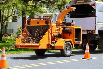 tree chipper wood chipper is portable machine used reducing wood into smaller wood chips blowing tree branches cut up into back truck storm damage tree after storm 73110 8899